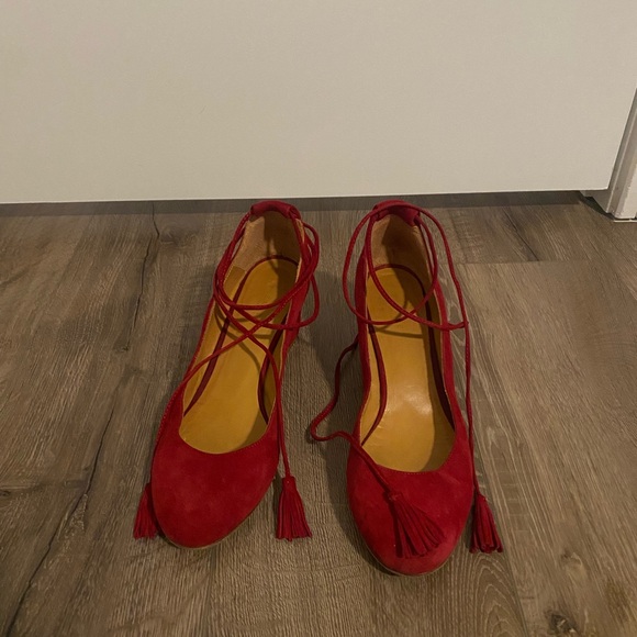 Sézane Valentina Babies in Crimson Suede- size 7.5/38 - Picture 4 of 10